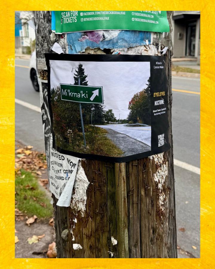 Photograph of Cameron Walker's poster design for ERI 11