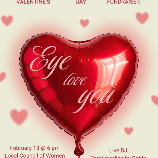 Infographic about Eyelevel's Eye Love You fundraiser at the Local Council of Women on Feb 13th, 2026